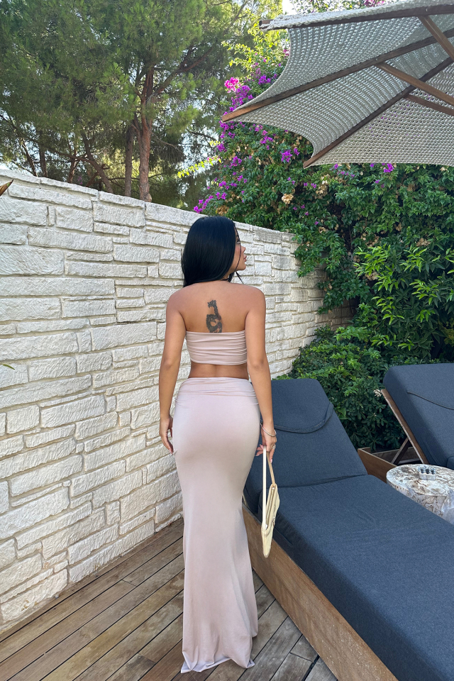 Krem Eteği Büzgülü Takım ATE8284 - 5