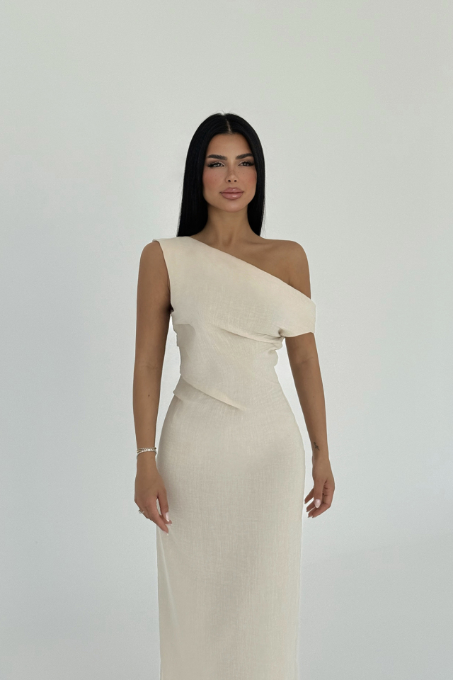 Krem Clea Uzun Elbise ATE-2693 - 2