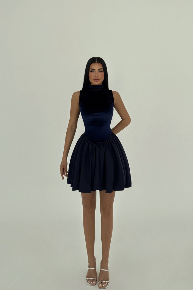 Lacivert Begonlia Mini Elbise ATE-2475 - 2