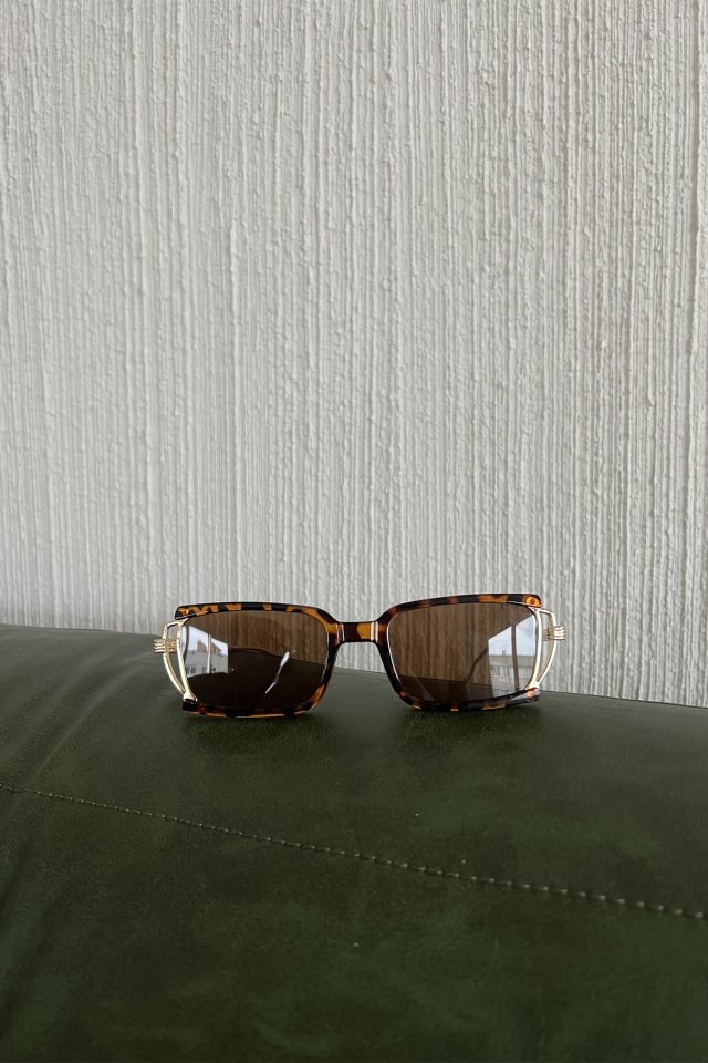 Leopard Pattern Thin Frame Sunglasses ATEL11 - 2