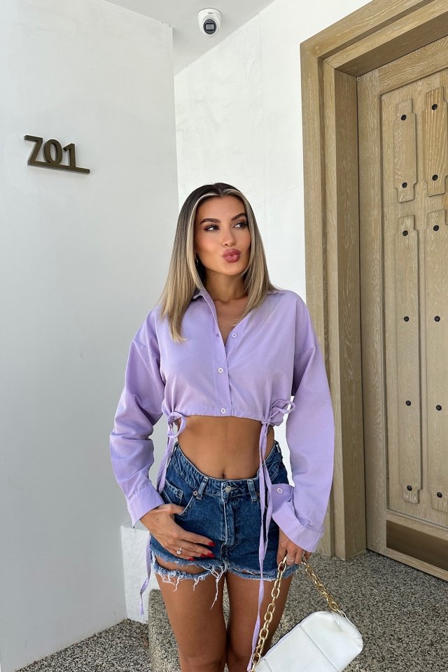 Lila Bağlamalı Crop Top ATE7704 - 4