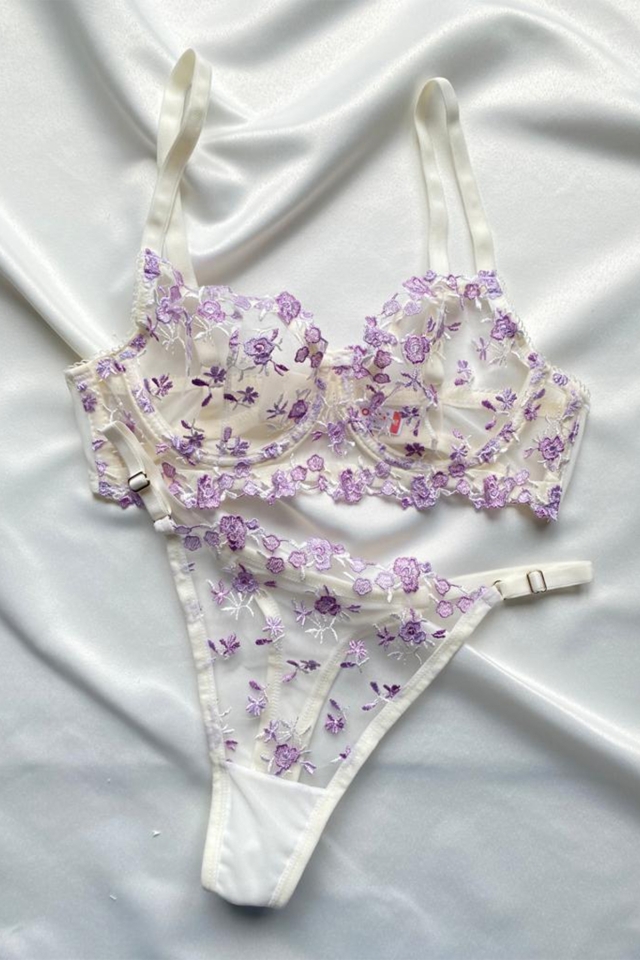 Lilac Flower Pattern Underwear ATE6877 
