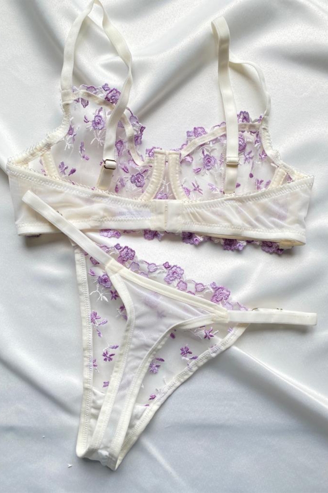 Lilac Flower Pattern Underwear ATE6877 - 3