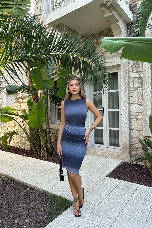 Mavi Ombre Straplez Mini Elbise ATE7621 - 4