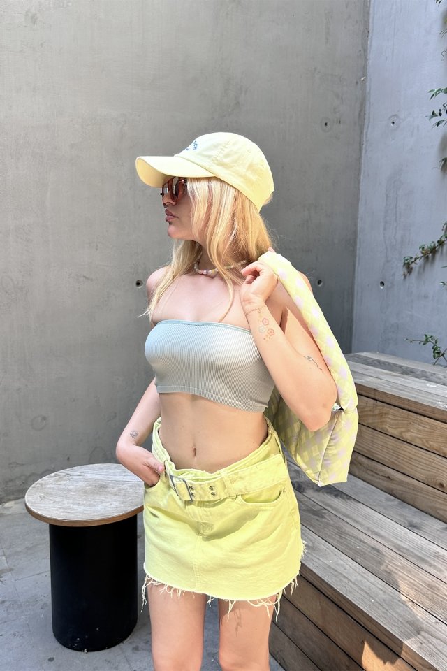 Mint Yeşili Straplez Crop Top ATE7559 - 3