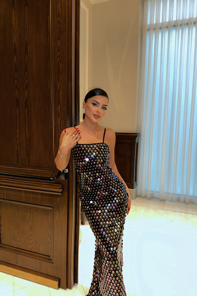 Rhoda Mor Askılı Pul Detay Elbise ATE-0794 - 4