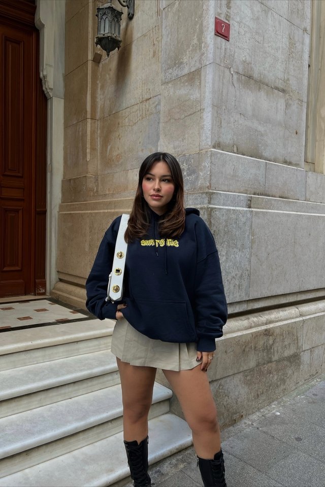 Navy Blue Embroidered Sweat ATE2353 - 1