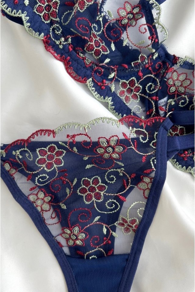 Navy Blue Flower Balenli Set ATE4463 - 2