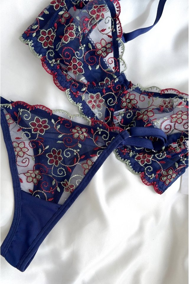 Navy Blue Flower Balenli Set ATE4463 - 1