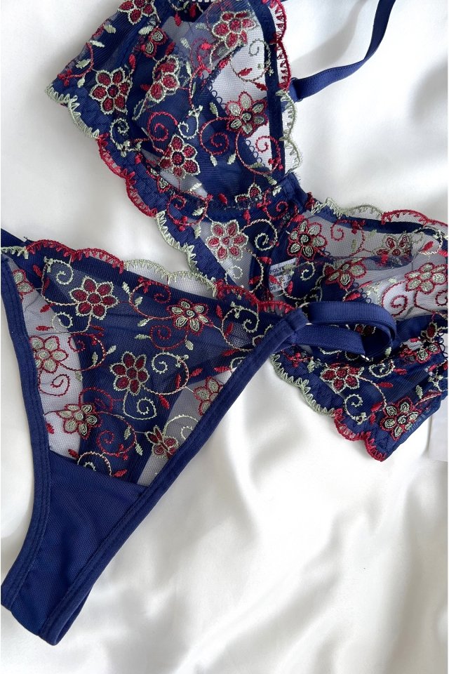 Navy Blue Flower Balenli Set ATE4463 - 3