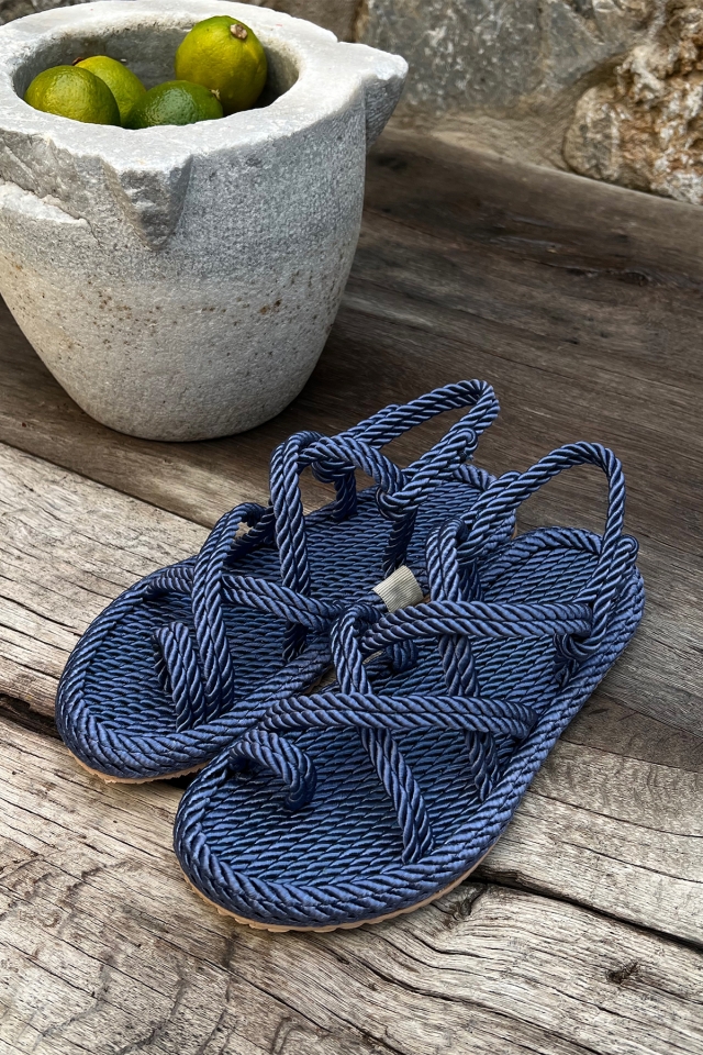 Navy Blue Wicker Sandals ATE6375 - 2