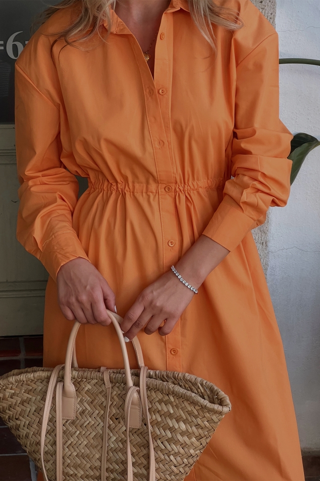 Orange Buttoned Maxi Dress ATE1838 - 2