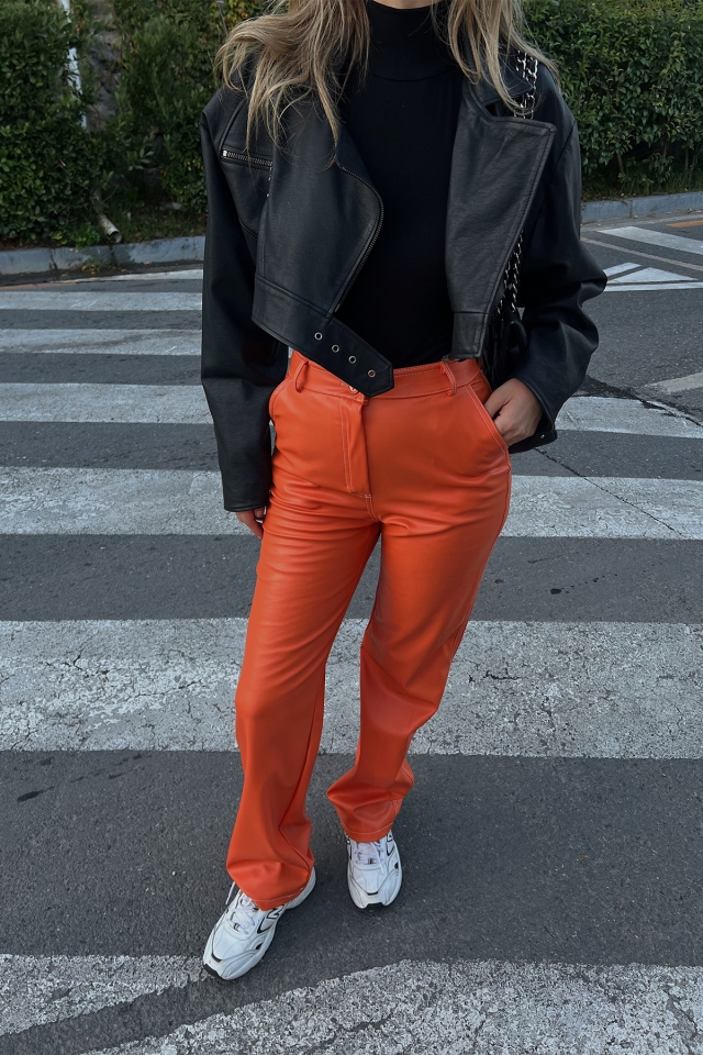 Orange Leather Pants ATE2005 - 2