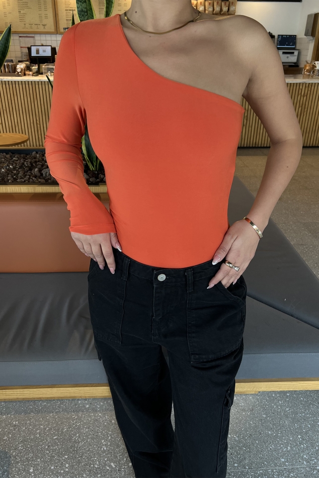Orange Single-Sleeve Bodysuit ATE2584 - 2