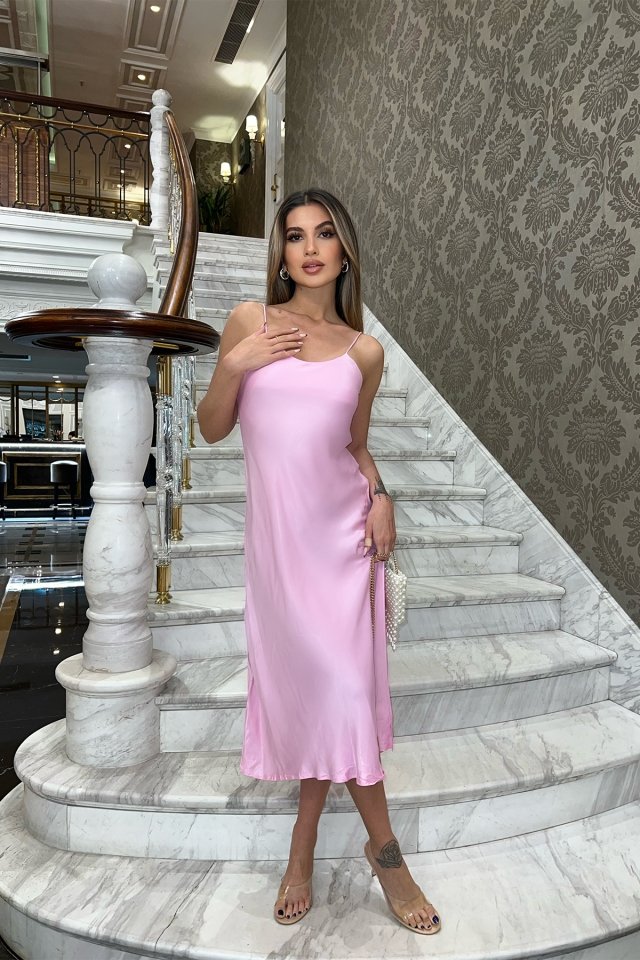 Pink Slit Detail Long Dress ATE5280 - 3