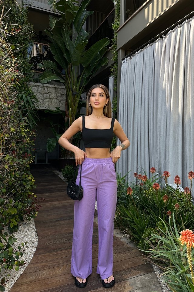 Purple Palazzo Pants ATE6197 - 3