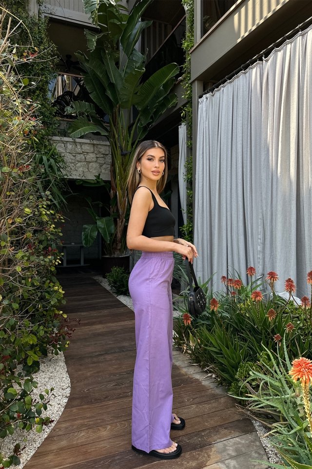 Purple Palazzo Pants ATE6197 - 4