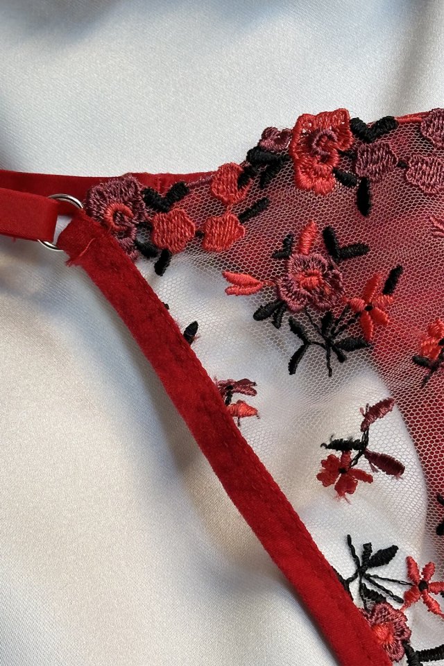 Red Flower Detail Underwear ATE-1678 - 2