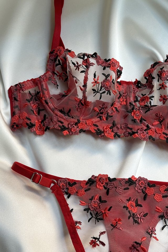 Red Flower Detail Underwear ATE-1678 - 3