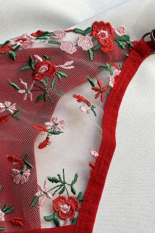 Red Flower Detail Underwear ATE-1681 - 2