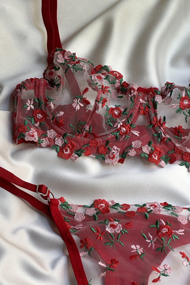 Red Flower Detail Underwear ATE-1681 - 3