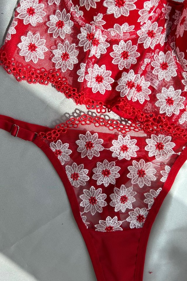 Red Flower Detail Underwear ATE5184 - 2