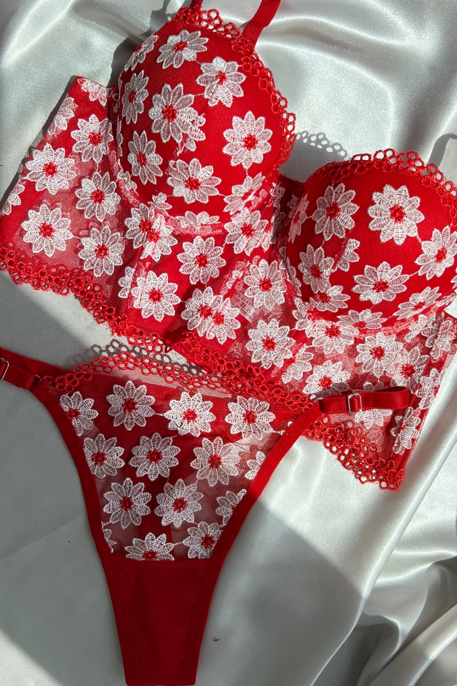 Red Flower Detail Underwear ATE5184 - 1