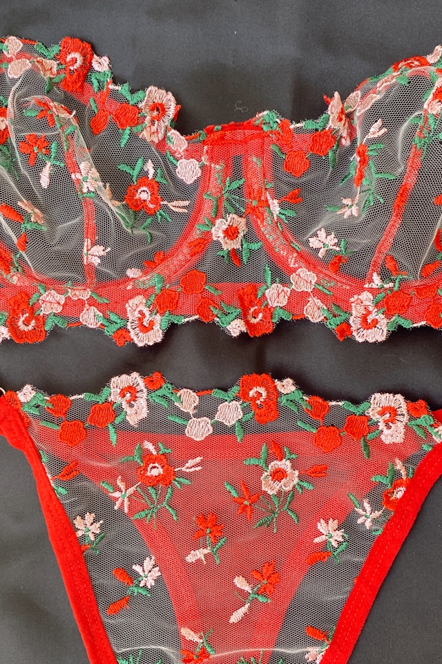 Red Flower Pattern Underwear ATE7880 - 7