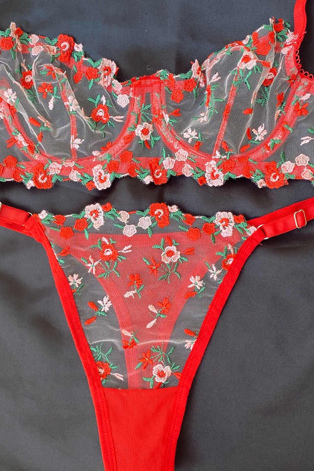 Red Flower Pattern Underwear ATE7880 - 6