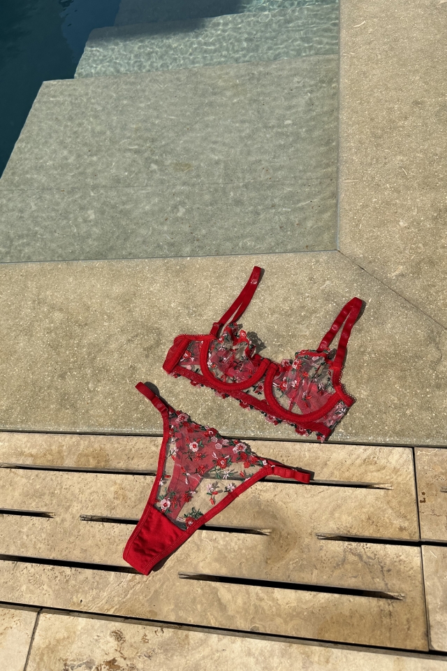 Red Flower Pattern Underwear ATE7880 - 1