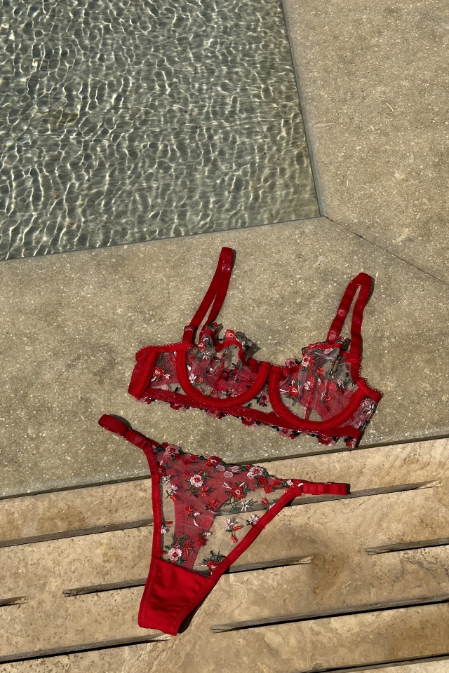 Red Flower Pattern Underwear ATE7880 - 5