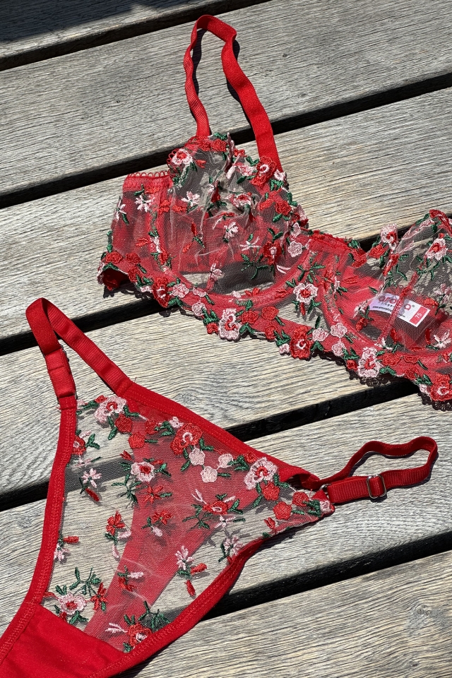 Red Flower Pattern Underwear ATE7880 - 4