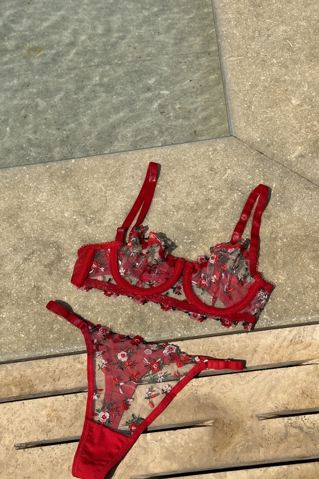 Red Flower Pattern Underwear ATE7880 - 3