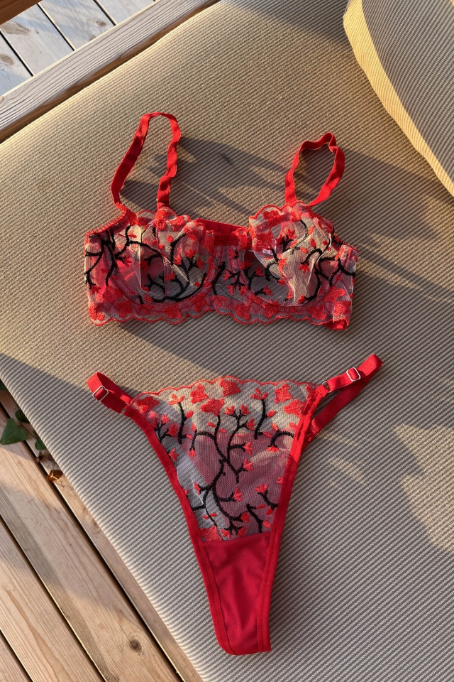 Red Flower Pattern Underwear ATEL2226 - 5