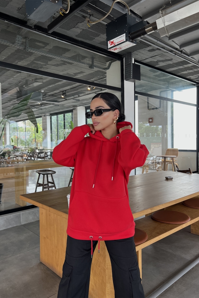 Red Hooded Sweat ATE2155 - 1