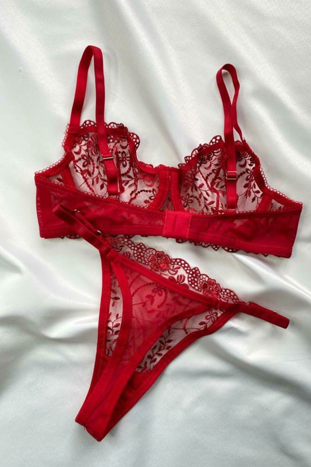 Red Lace Detail Underwear AATEL9 - 3