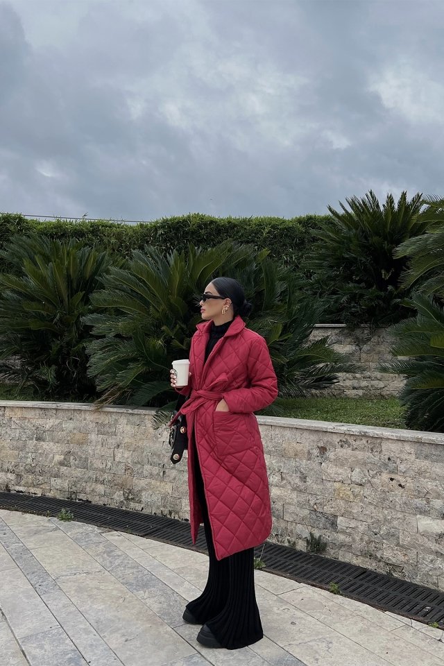 Red Quilted Coat ATE2140 - 3