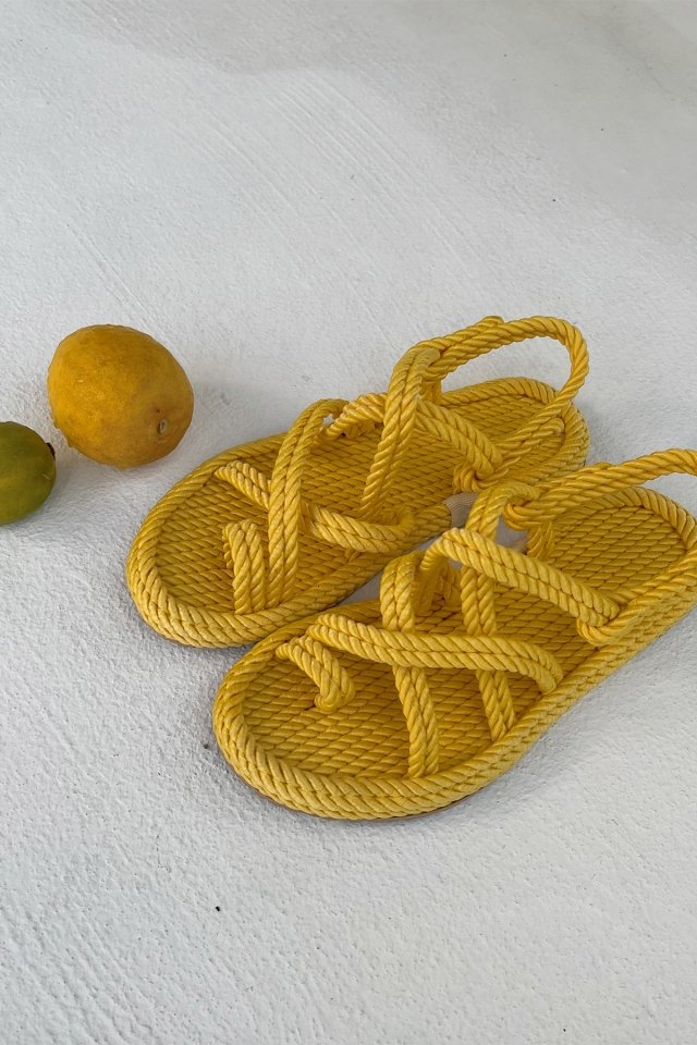 Sarı Hasır Sandalet ATE6371 - 2