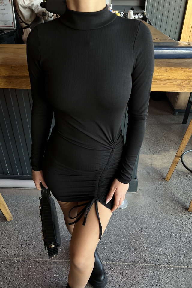 Siyah Bağlamalı Sırt Detay Elbise ATE2936 - 2