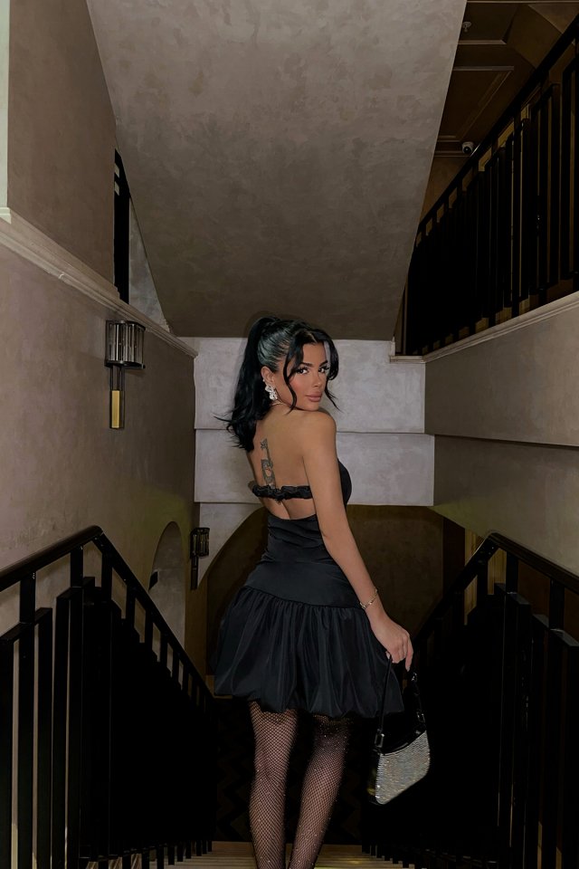 Siyah Büzgülü Mini Elbise ATE-0907 - 5