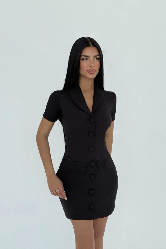 Siyah Lady Mini Elbise ATE-2460 - 1