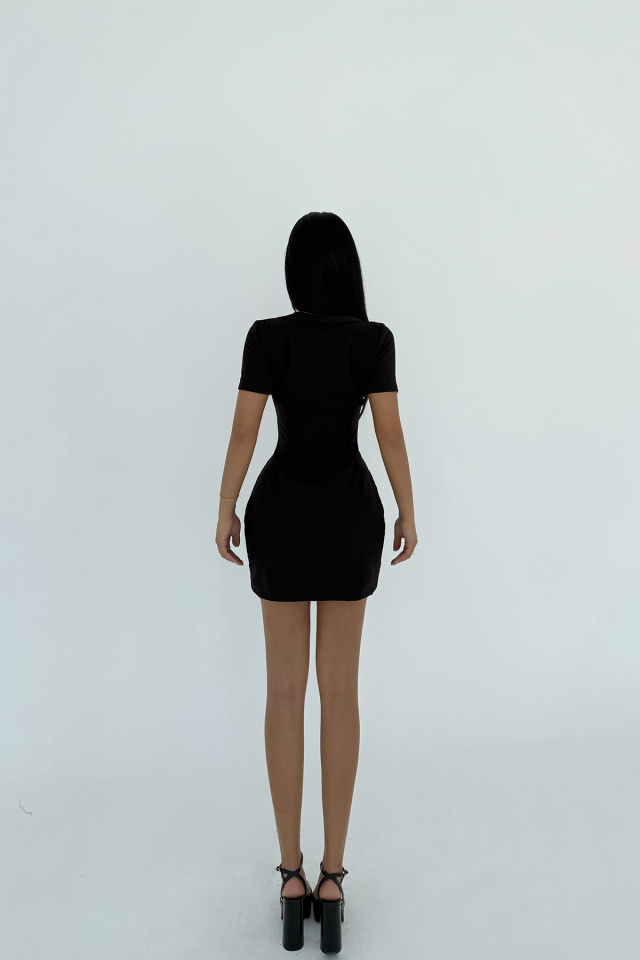 Siyah Lady Mini Elbise ATE-2460 - 3
