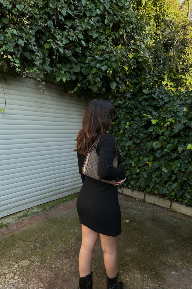 Siyah Fitilli Mini Elbise ATE3991 - 2