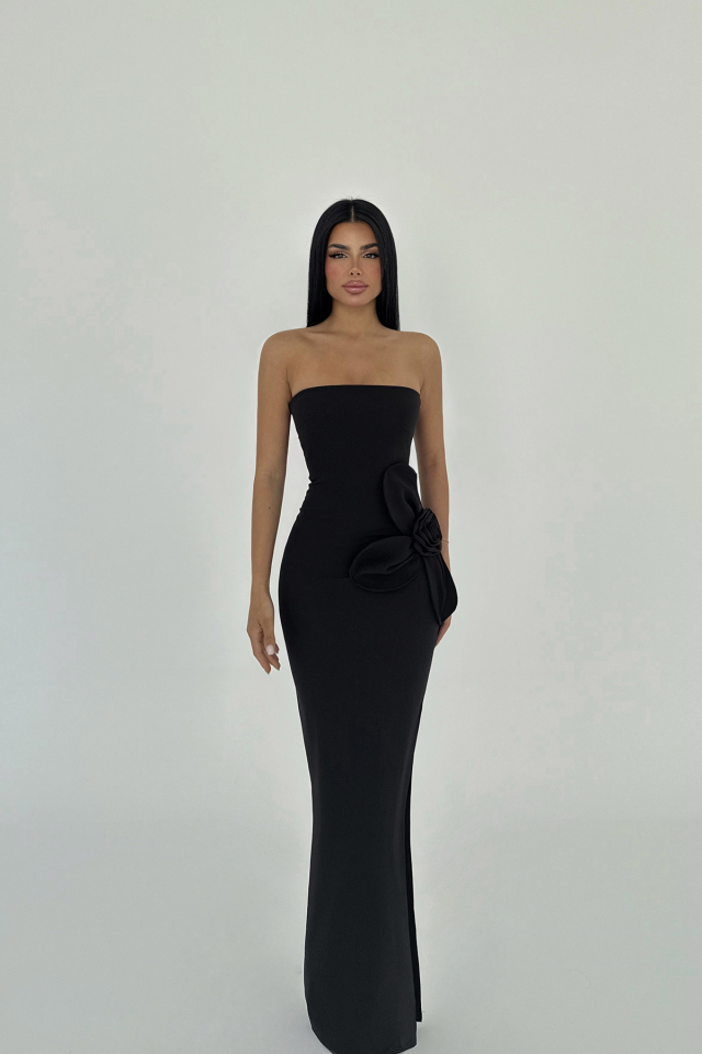 Siyah Daysi Straplez Elbise ATE-2602