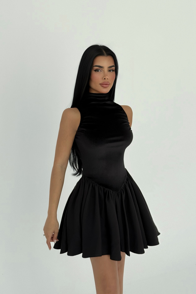 Siyah Begonlia Mini Elbise ATE-2472 - 1
