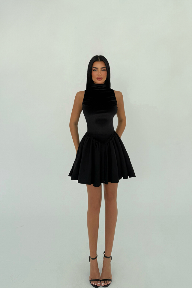 Siyah Begonlia Mini Elbise ATE-2472 - 2