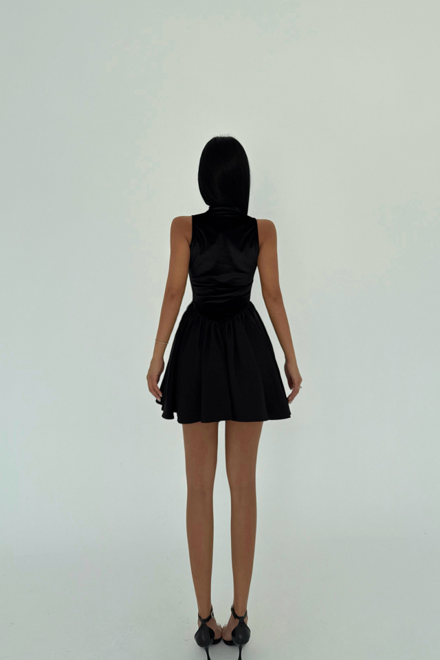 Siyah Begonlia Mini Elbise ATE-2472 - 3