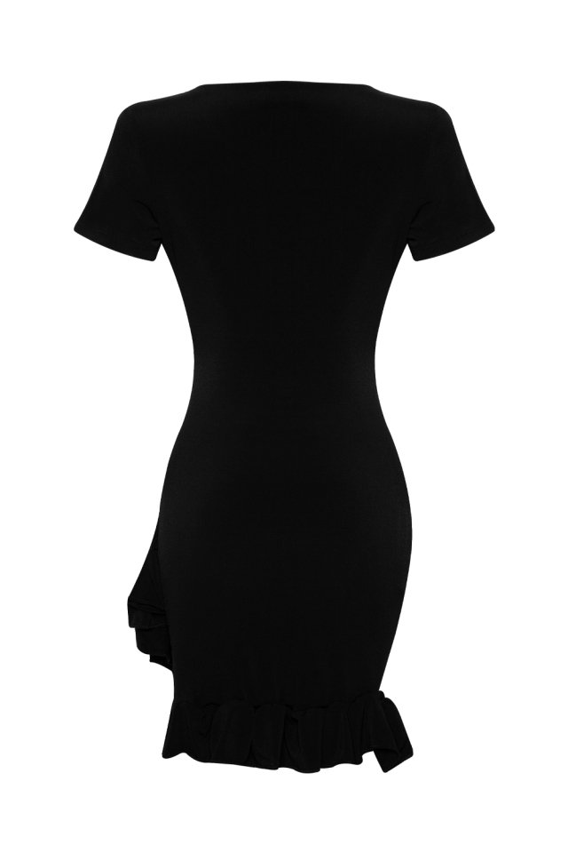 Norah Siyah Kruvaze Elbise R102 - 4