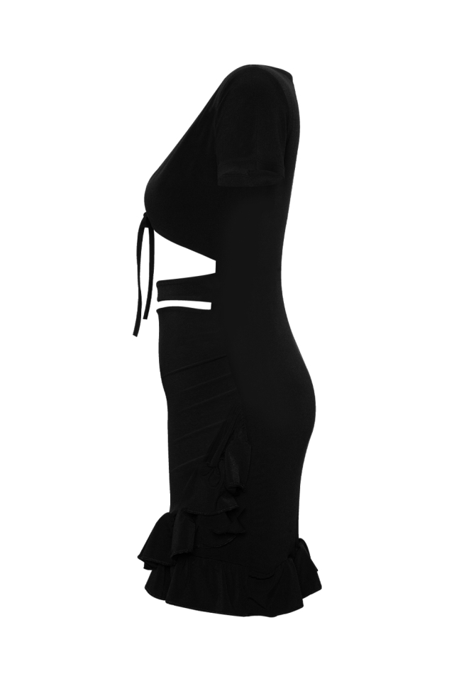 Norah Siyah Kruvaze Elbise R102 - 6