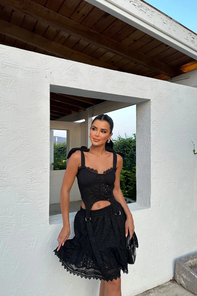 Siyah Örme Etekli Takım ATE7993 